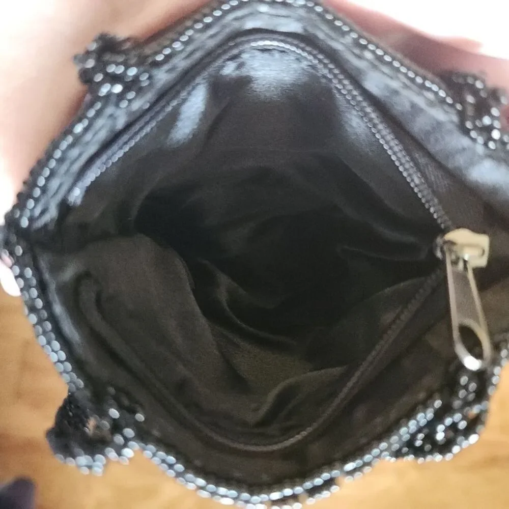 Black Bag‎ Womens Evening Clutch Shoulder Beaded Straps Glamorous Elegant